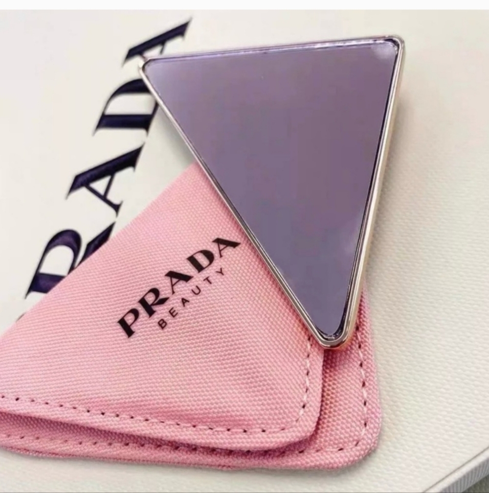 PRADA Beauty Logo Triangle HandHeld Purse Mirror - Picture 9 of 9